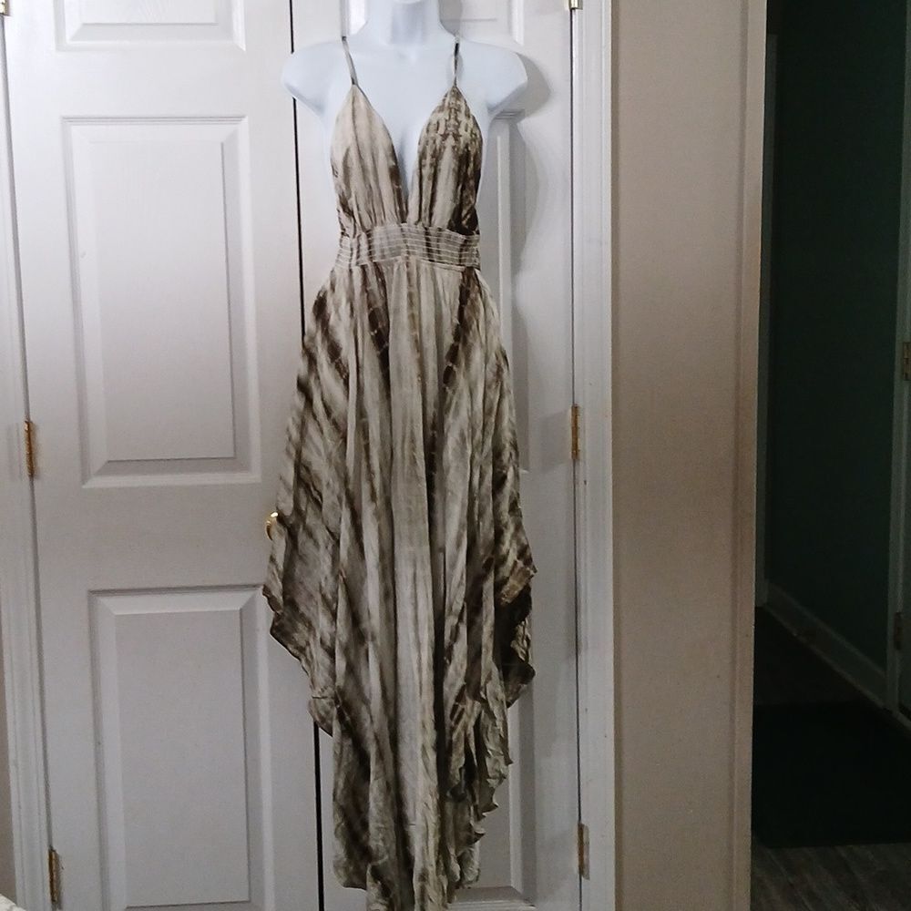Fashion Nova Brunching Mood Tie Dye Maxi Dress - Olive/comb Sz L NWT